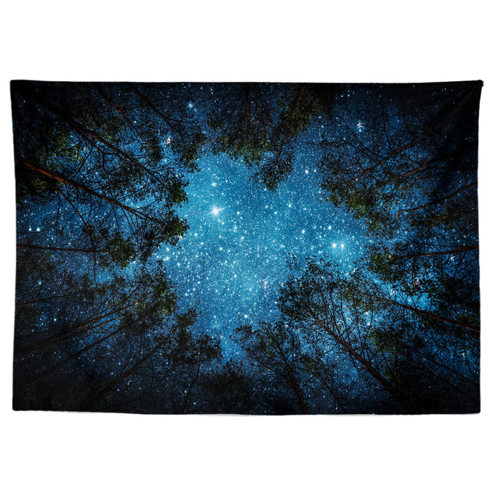 Forest Tapestry Wall Hanging Psychedelic Trees And Stars Fabric Tapestry Home Decor Polyester Table Cover Forest Night Tapestry Forest Tapestry Wall Hanging Psychedelic Trees And Stars Fabric Tapes
