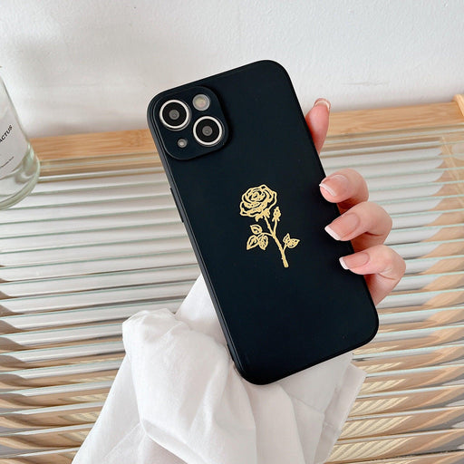 Frosted Straight Edge Foil Rose Phone Case