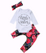 Girls Autumn New Style Clothing Set Baby Cotton Long-sleeved Color Hair Band Three-piece Suit