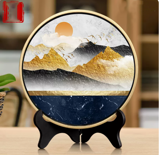 Gold Landscape New Chinese Artistic Conception Home Living Room Porch Decoration