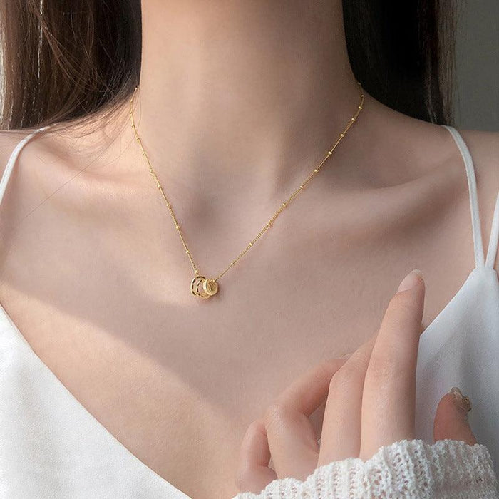 Gold Three-ring Necklace For Your Girlfriend's Birthday