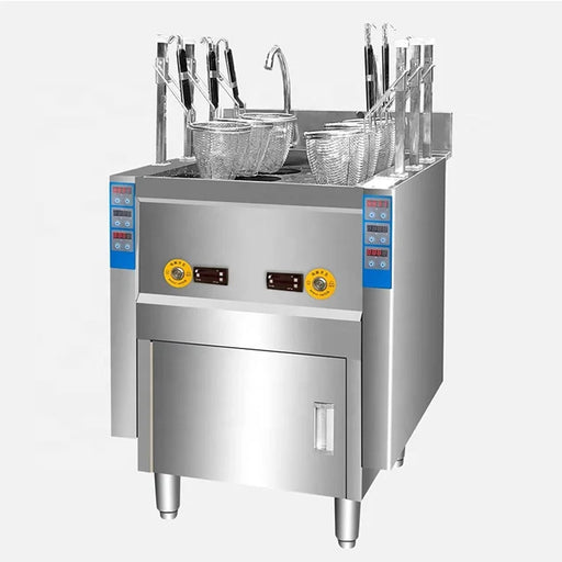 Restaurant Stainless Steel Kitchen Equipment 6 Baskets Electric Free Standing Auto Lift Up Noodle Boiler