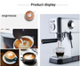 Chef Espresso Machine: 15 Bar, Frother, Stainless Steel, Latte, Cappuccino.