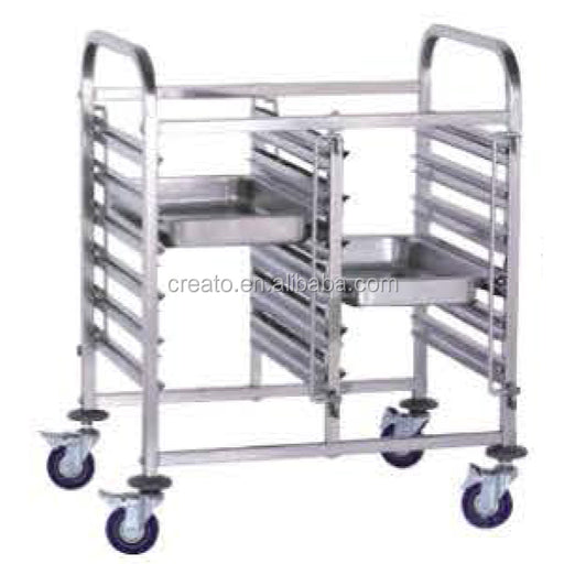 Restaurant Efficiency: Double-line Stainless Steel GN Pan Trolley.