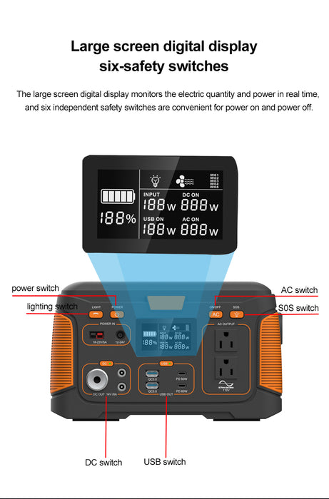 300W Multifunction Outdoor Portable Energy Storage Emergency Power Supply