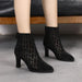 High Heel Mesh Boots Hollow-out Single Boots Pointed Toe Rhinestone Mesh