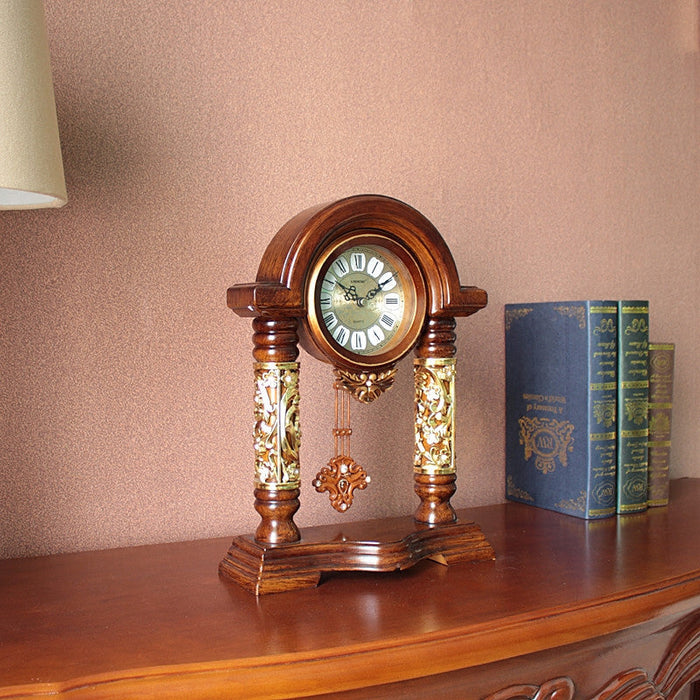 High-end Chinese Retro Decorative Desk Clock For Living Room Atmospheric Silent Clock With Pendulum