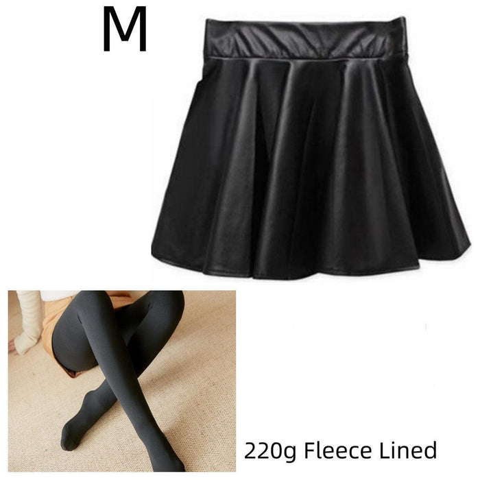 High waist Faux Leather Skirt sun skirt pleated skirt