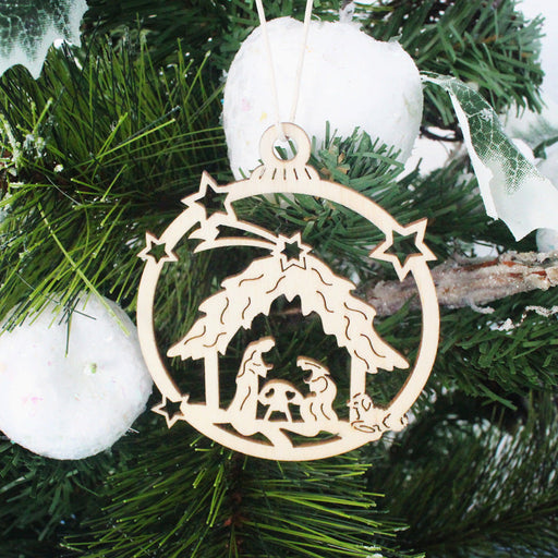Hollow Out Snowflake Home Decoration Christmas Tree Pendant Wood