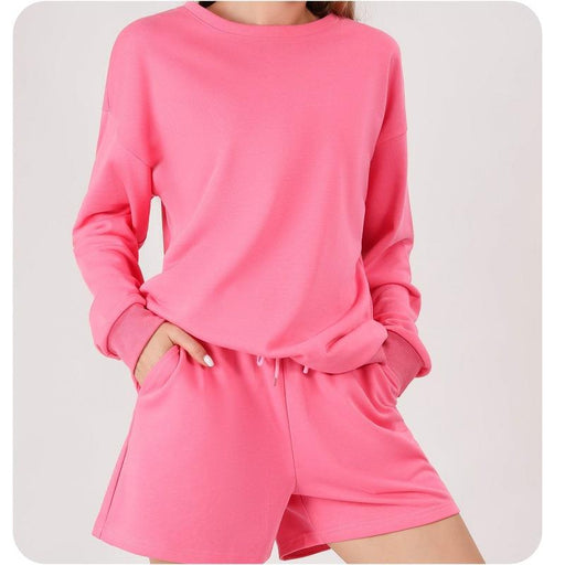 Home Leisure Sports Long Sleeve Cropped Pants Two-piece Set