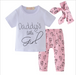 Infant Baby Girls Clothes Daddy's Little Girl T-shirt Cartoon Pants Headband Toddler Outfits Clothing Set