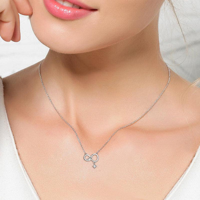 Infinite Pendant 925 Sterling Silver Diamante Necklace