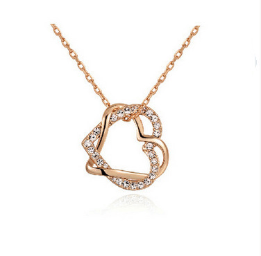 Jewelry Fashion Diamond Heart Necklace Earring Set