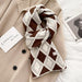 Knitted Wool Small Scarf Women Camel Rhombus Thickened Warm