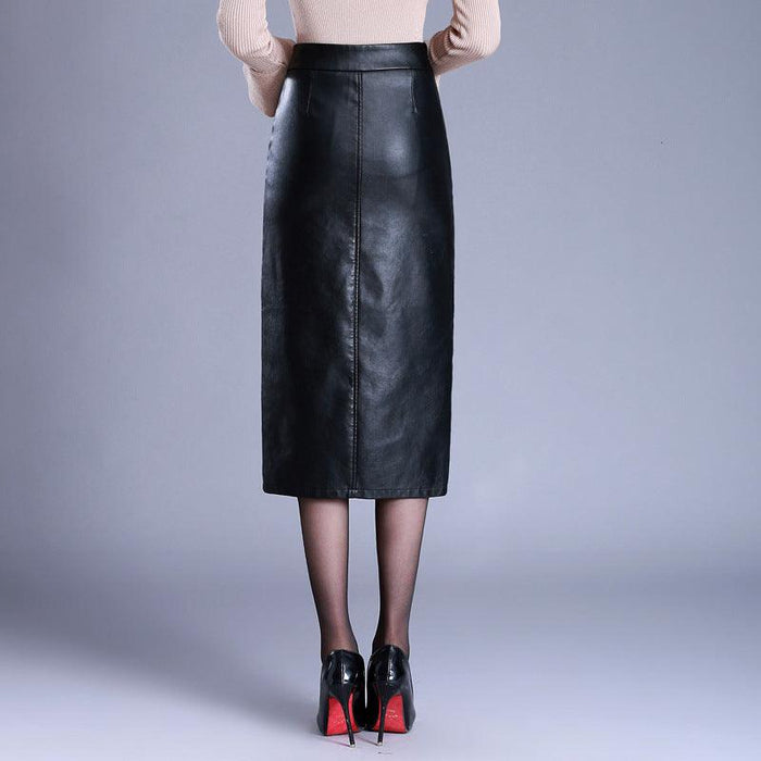 Korean Version Slit Straight Wrap Skirt