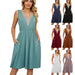Lace Panel Sleeveless Dresss With Pocket V-neck Dresses For Women