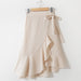 Lace-up Plaid High Waist Slim Ruffle Irregular Skirt
