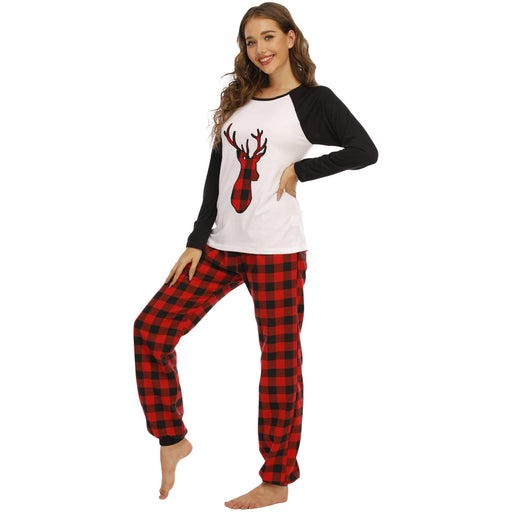 Ladies Cotton Pajamas Suit Christmas Deer Holiday Home Service