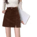 Ladies Retro Corduroy High Waist Slimming Short Skirt