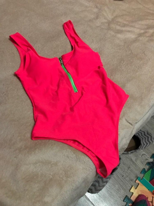 Ladies zipper sexy one-piece printed swimsuit women swimwear