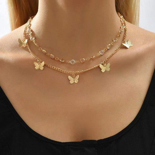 Light Luxury Butterfly Pendant With Double Collarbone Chain