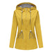 Long Sleeved Splashproof Mid Length Windbreaker For Women's Hooded Raincoat