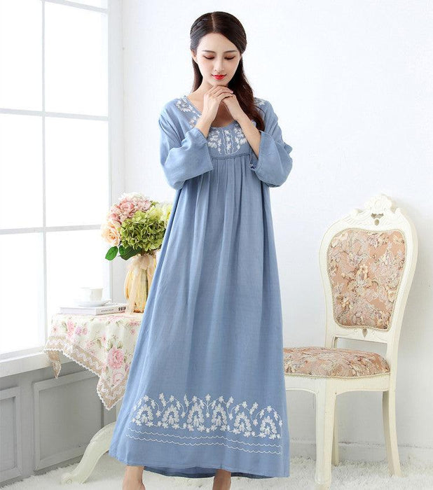 Loungewear Sleeve Washed Cotton Korean Style Nightdress Pajamas