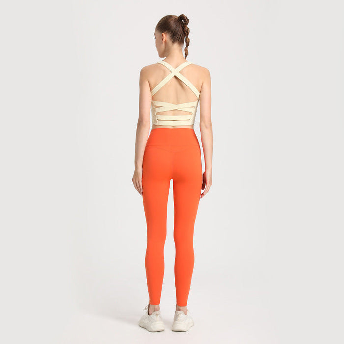 Lycra Workout Clothes High Waist Peach
