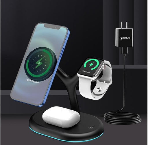 Magnetic Three-in-one Wireless Charger 15W Fast Charge Vertical Desktop Phone Wireless Charging Stand