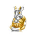 Meditation Deer Beads Pottery Figurine Series 925 Sterling Silver Gold-plated Beads Bracelet Diy Accessories