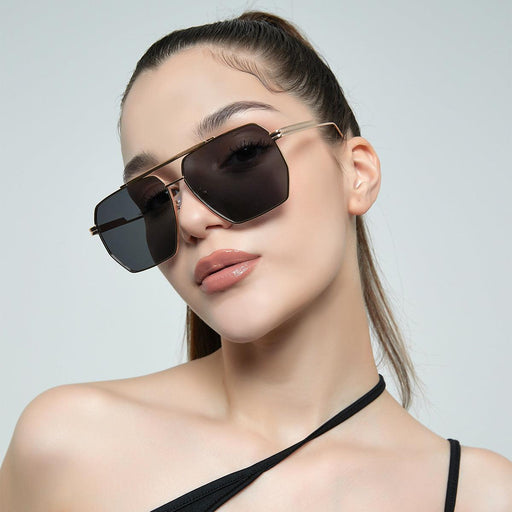 Men And Women Retro Fashion Double Beam Large Frame Sunglasses