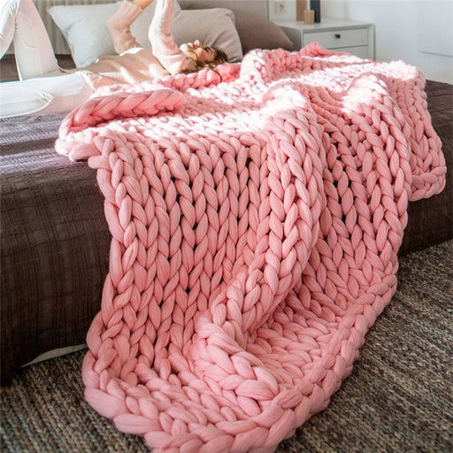 Merino Wool blanket hand-woven super thick wool blanket arm knit air conditioning blanket