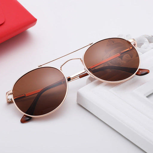 Metal Frame Sunglasses Double Bridge Polarized Circular