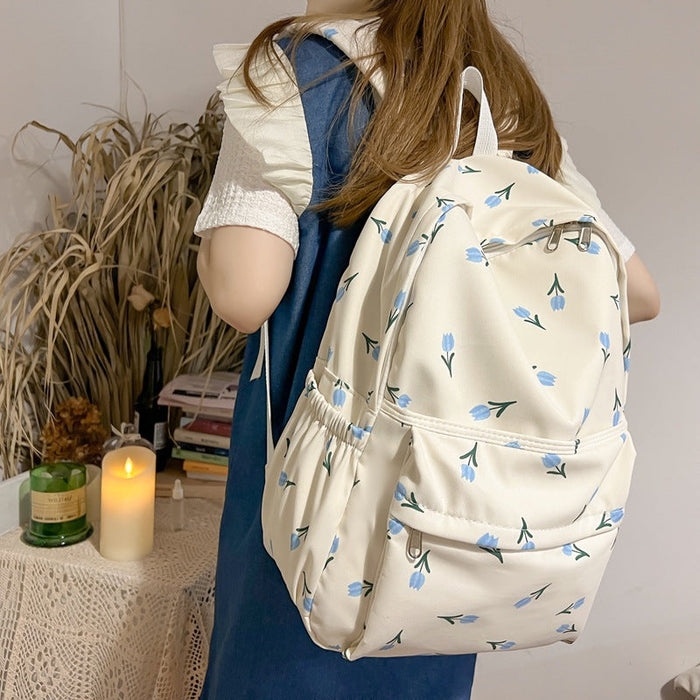 Mori Department Girl Backpack Small Fresh Floral Backpack