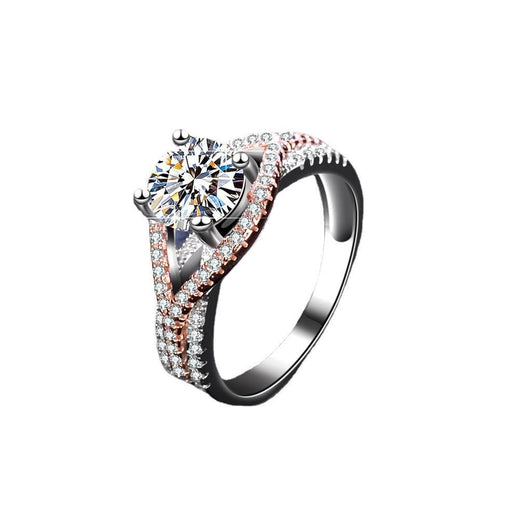 Mosan Diamond Female Silver Ring Gold Exaggerated Two Colors