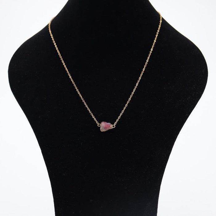 Natural Stone Crystal Ore Pendant Necklace