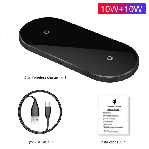 New Dual 10W Wireless Charger Multi-function Two-in-one