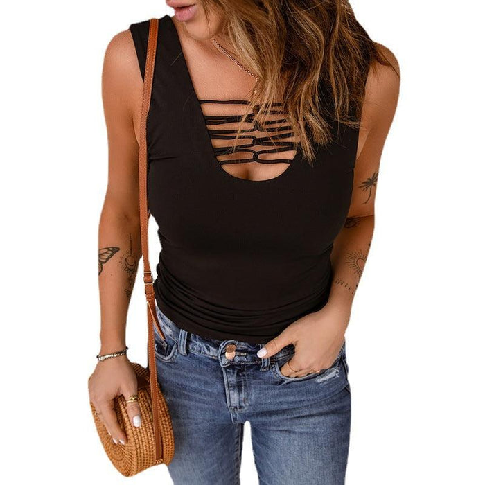 New Thin Strap Deep V I-shaped Vest Women's Solid Color All-match Outer Wear Inner Top