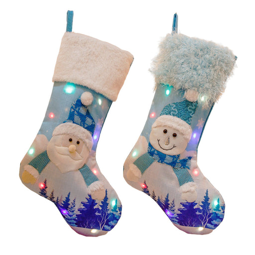 New Year Christmas Decor For Home Glowing Large Christmas Socks Gift Candy Bag With Lights Christmas Ornaments