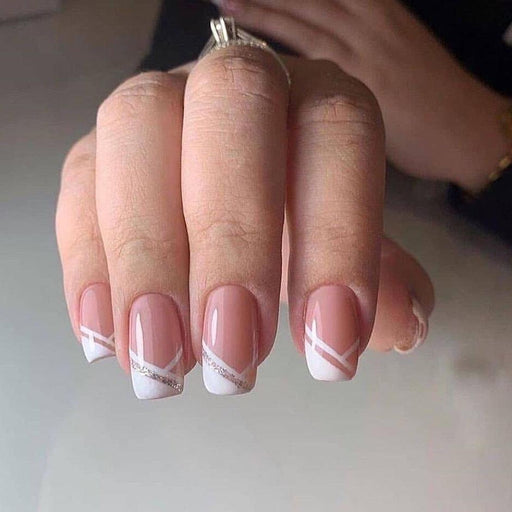 Oblique French Simple Wearing Manicure Finished Fake Nails
