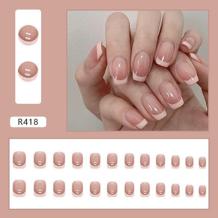 Oblique French Simple Wearing Manicure Finished Fake Nails