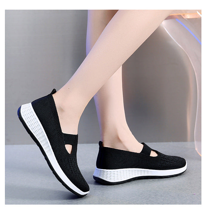 Old Beijing Cloth Shoes Women's Shallow Mouth Mesh Breathable Non-slip Soft Bottom Slip-on Women's Shoes