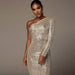 One-shoulder Dress Oblique Collar Wrapped Chest Evening Dress Fashion Sequins Nightclub Sexy