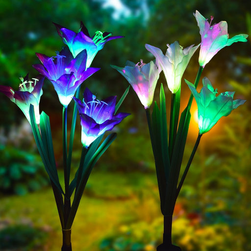 Outdoor Solar Garden Light Waterproof 7 LED Colorful Color Lawn Light Lily Fairy Lights Christmas Decoration Patio Lighting