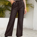 PU Loose Trousers Motorcycle Leather Straight Leg Wide Leg Leather Pants Women