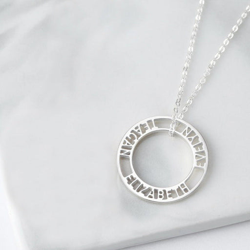Personalized Round Hollow Name Pendant Christmas Gift Necklace