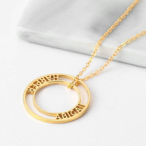 Personalized Round Hollow Name Pendant Christmas Gift Necklace