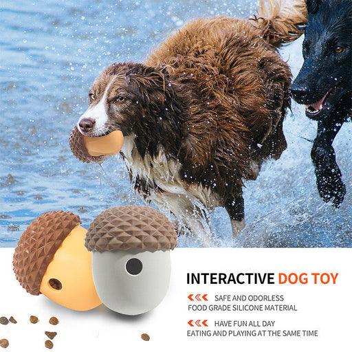 Pet Dog Edible Silicone Acorn Shape Feeding Toy Ball