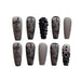 Phantom Dark Butterfly Fake Nails Long T Finished Black Frosted Removable Wear Armor