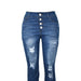 Pin buckle slim fit jeans